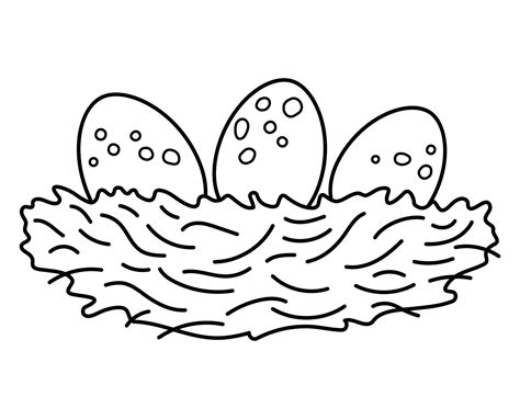 Vector Black And White Bird Nest With Eggs Icon Outline Farm Or Easter