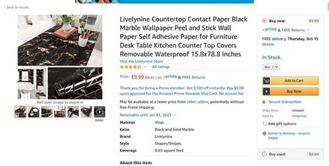 Livelynine Countertop Contact Paper Black Marble Wallpaper Peel And