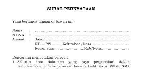 Contoh Format Surat Pernyataan Siswa Untuk Daftar PPDB 2024 Ini Bagian