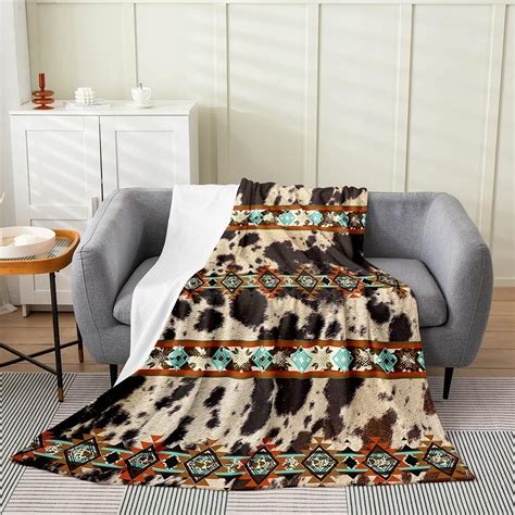 Amazon Erosebridal Cowhide Fleece Blanket Brown Highland Cow