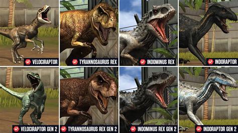 All Gen Vs Gen Jurassic World The Game Indoraptor Mosasaurus