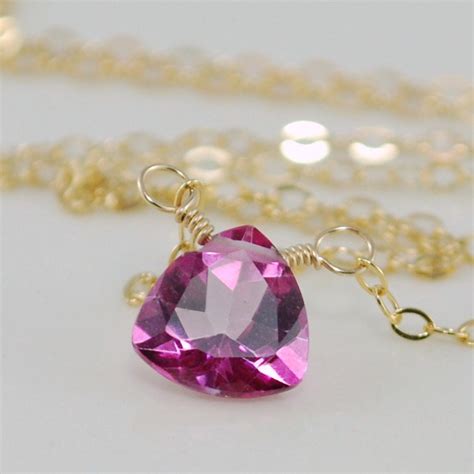 Hot Pink Topaz Necklace Semiprecious AAA Gemstone by livjewellery