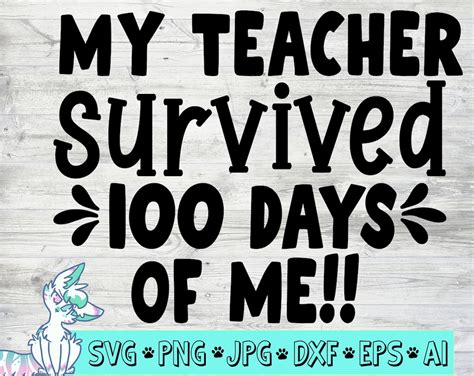 My Teacher Survived 100 Days Of Me Svg 100 Days Of School Etsy Australia