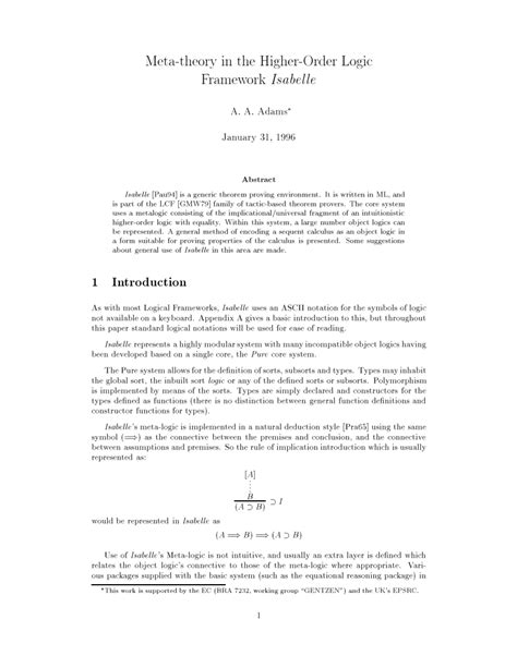 Pdf Meta Theory In The Higher Order Logic Framework Isabelle