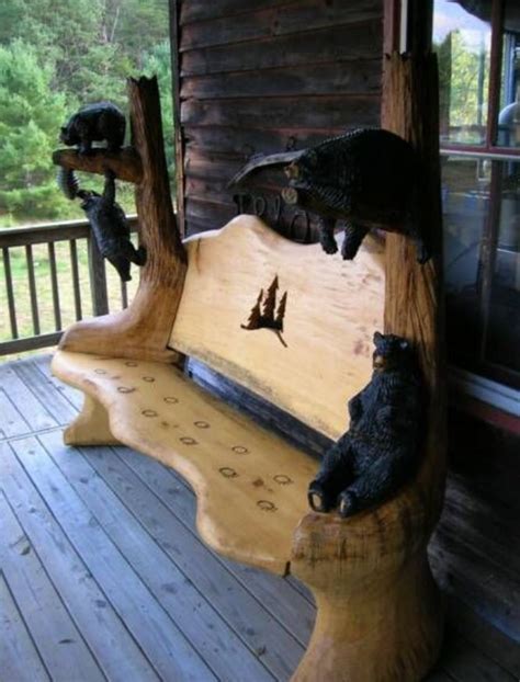 Необычные лавочки из дерева | Столярный совет | Log cabin decor, Rustic ...