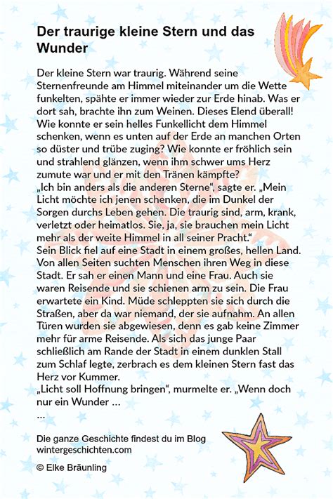 24 Adventsgeschichten Für Kinder Zum Ausdrucken Der kleine Stern und