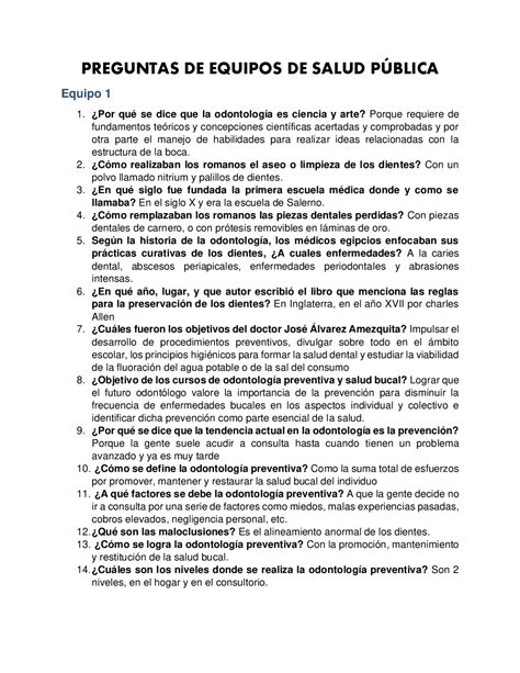 Preguntas De Salud Publica ¿que Se Entiende Por Salud Pública