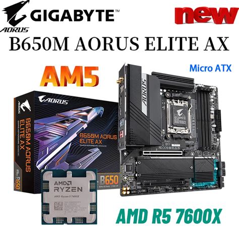 GIGABYTE Placa Base B650M AORUS ELITE AX AM5 AMD Ryzen 5 7600X CPU