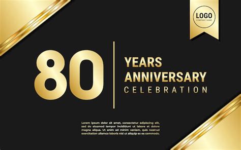 Premium Vector 80 Years Anniversary Template Design Golden