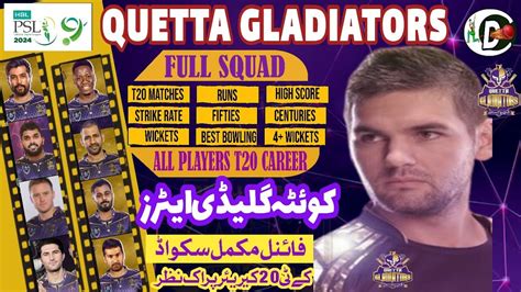 Quetta Gladiators Squad 2024 Psl 9 2024 Quetta Gladiators Final Squad