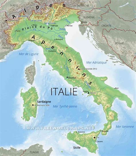 Carte Italie géographique Voyage Carte Plan