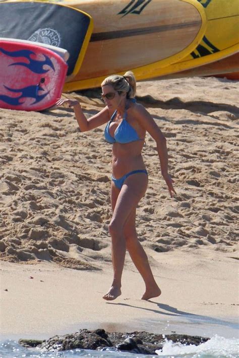 Camille Grammer In Blue Bikini On The Beach In Hawaii Gotceleb