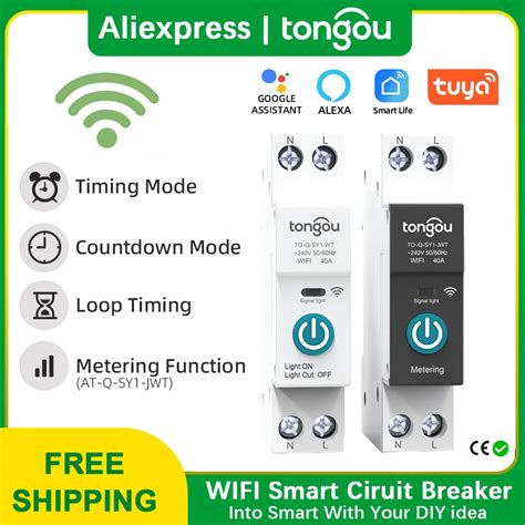 Tuya Wifi Interruptor Disjuntor Inteligente Medi O A P Din Rail