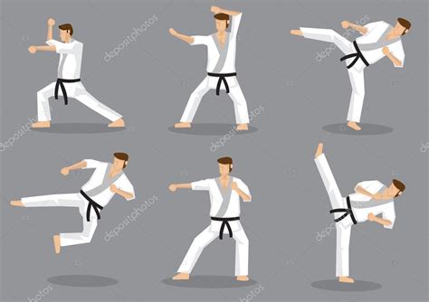 Karate Taekwondo Kicks and Punches Vector Icon Set Stock Vector by ©hofred 74883647