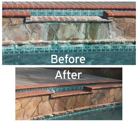 Removing Pool Tile Deposits Instant Solutions With A Scrub Brush