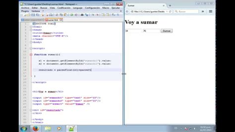 Sumar Dos Números Con Html Y Javascript Youtube