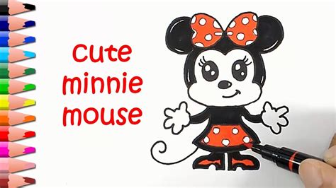 How To Draw Cute Minnie Mouse Step By Step Easy Drawing Tutorial Youtube