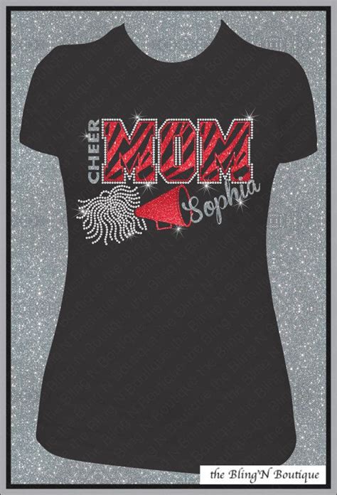 Cheer Mom Zebra Custom Name Glitter And Rhinestone Shirt Cheer Mom