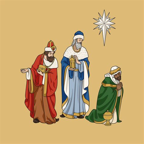 Three Magi Kings Gaspar Melchior Balthazar And Star In Christmas