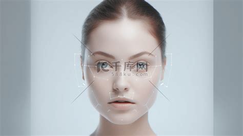 Ai人工智能3d女性人脸识别技术系统高清摄影大图 千库网