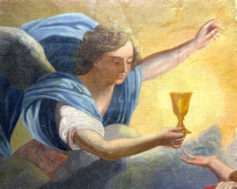 Dipinto Ad Olio Su Tela Raffigurante Scena Biblica Transustanziazione