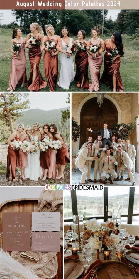 8 Cozy August Wedding Color Palettes For 2024 August Wedding Colors Bridesmaid Colors Dusty