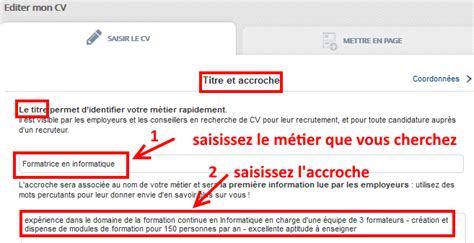 R Diger Un Cv En Ligne Sur P Le Emploi Coursinfo Fr