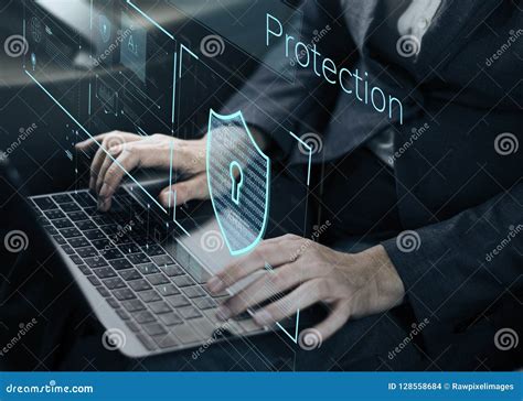 Data Security System Shield Protection Verification Stock Photo Image