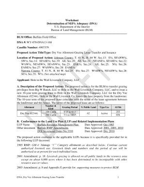 Fillable Online Blm Determination Of NEPA Adequacy DNA DNA Proposed