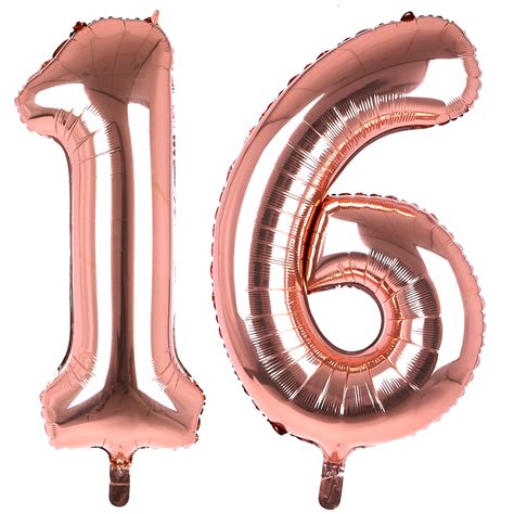 Buy Age 16 Giant Foil Helium Numeral Balloons Rose Gold Deflated