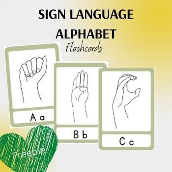 the sign language alphabet flashcards are in green and white, with hand ...