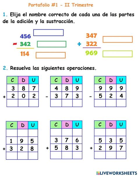 Ejercicio De Adiciones Y Sustracciones En Pdf Online En