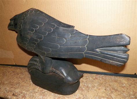 Wow Wooden Bird Carving Edgar Allan Poes Bird Antiques Board