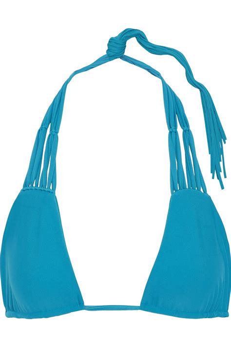 Mikoh Swimwear Synthetic Macramé trimmed Triangle Bikini Top Teal in