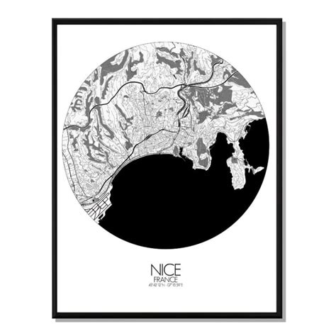 Poster Nice Mappa Arrotondata 40x50 Maisons Du Monde