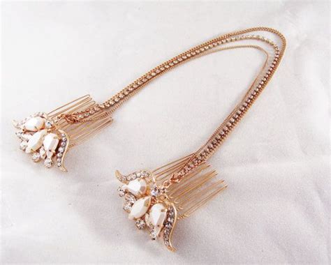 Rose Gold Headband Rose Gold Hair Chain Bride Headpiece Gold Hair