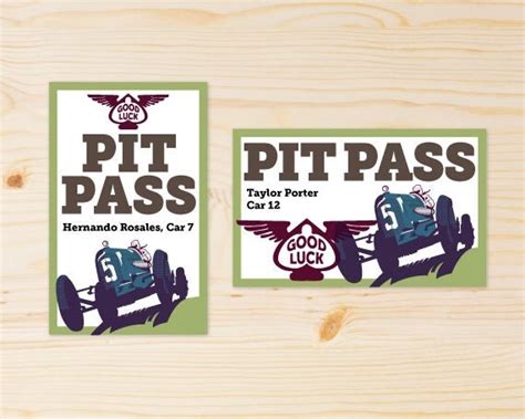 Custom Retro Derby Pit Passes Custom Printable By Cuteanduseful