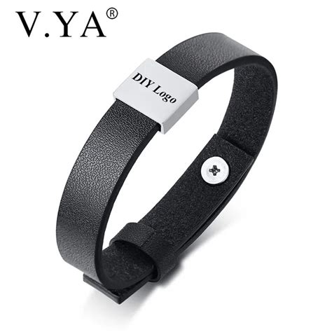 V YA Mode Einstellbare Leder Armband Schwarz Einfache Armb Nder Mode