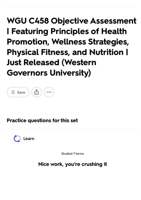 WGU C458 Objective Assessment | Featuring Principles of Health