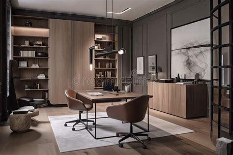 Refined And Sleek Modern Materials In The Office Setting Stock