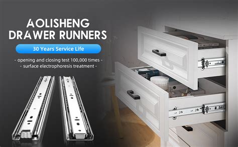 Aolisheng 1 Pair Full Extension Drawer Runners 200 250 300 350 400 450