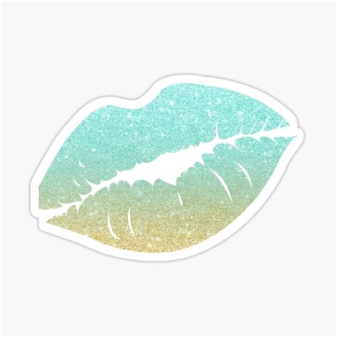 Pastel Teal Ombre Ocean Faux Glitter Lips Sticker For Sale By Felicity K Redbubble