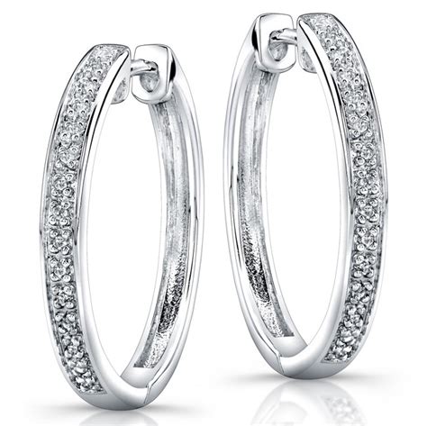 Ss Silver Diamond Hoop Earrings Ctwt