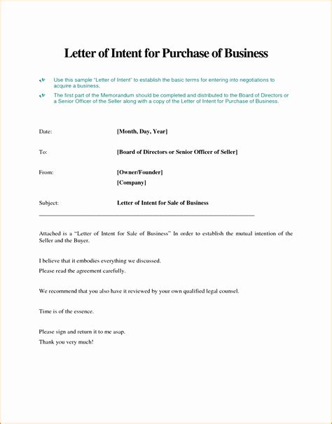Letter Of Intent To Sell House