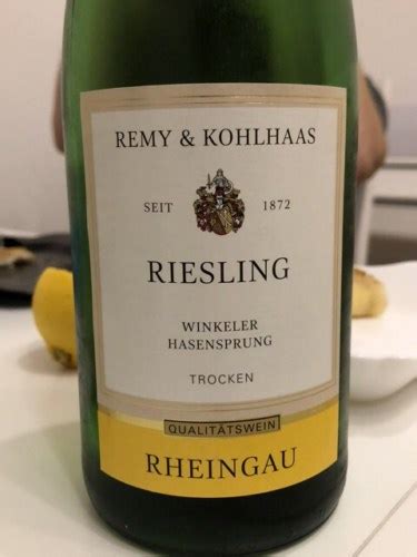 Remy Kohlhaas Winkeler Hasensprung Riesling Trocken Vivino US