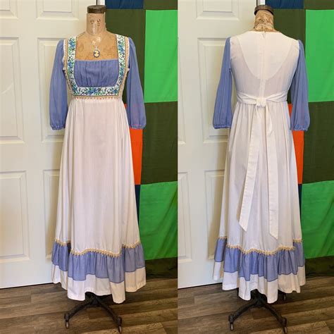 Vintage S Prairie Dress Gunne Sax Style Milkmaid Dress Maxi