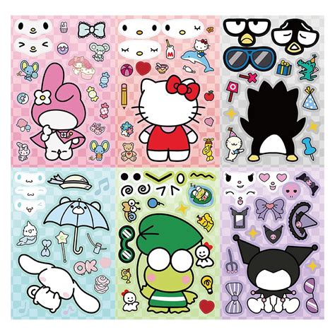 8Pcs Sanrio Make Your Own Stickers for Kids Toddlers Mix and Match with ...