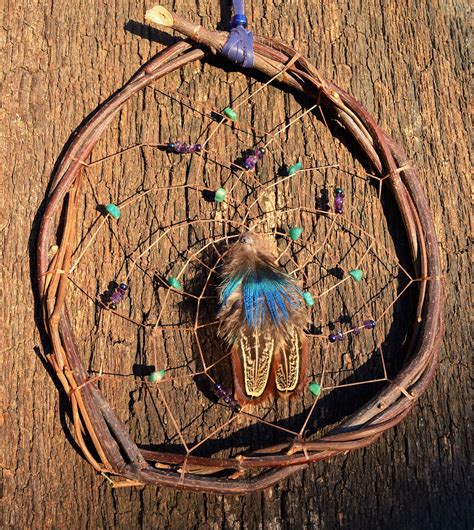 Natural Wood Dream Catcher With Amethyst And Amazonite Native Etsy