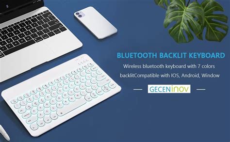 Teclado Bluetooth retroiluminado teclado inalámbrico ultra portátil