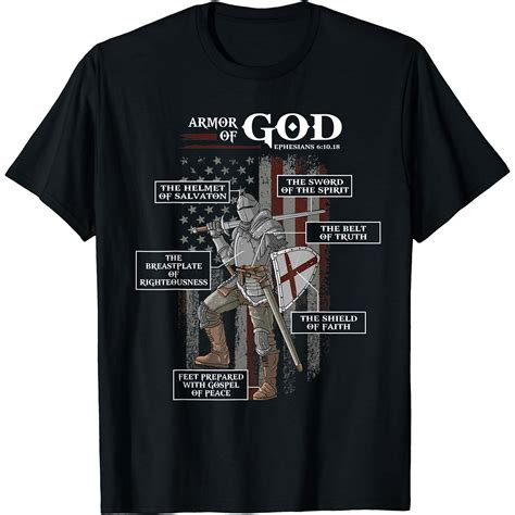 100% pure cotton Armor of God Ephesians 6 10 18 Bible Verse T-Shirt
